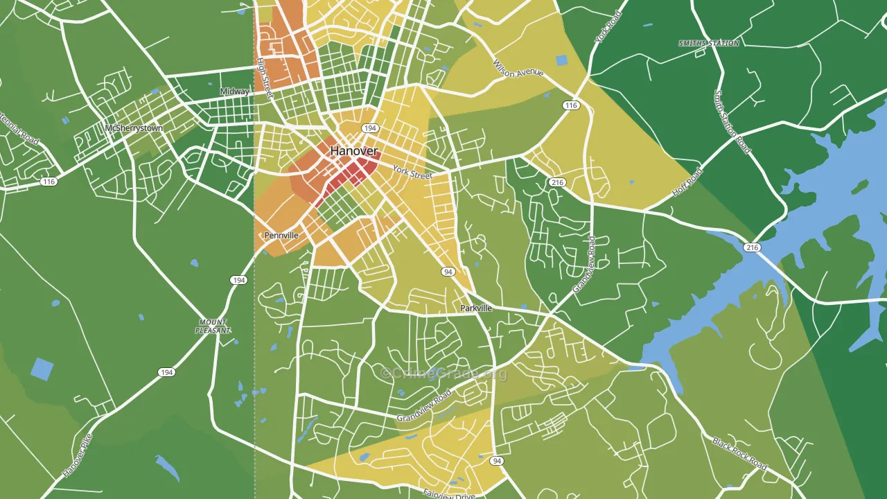 Parkville, PA Map of Drug-Related Crime Rates