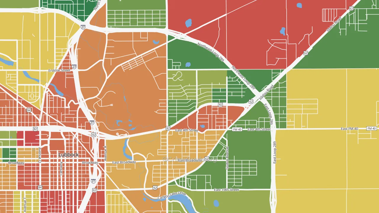 Parkway and Cherry Point, Lubbock, TX Map of Drug-Related Crime Rates