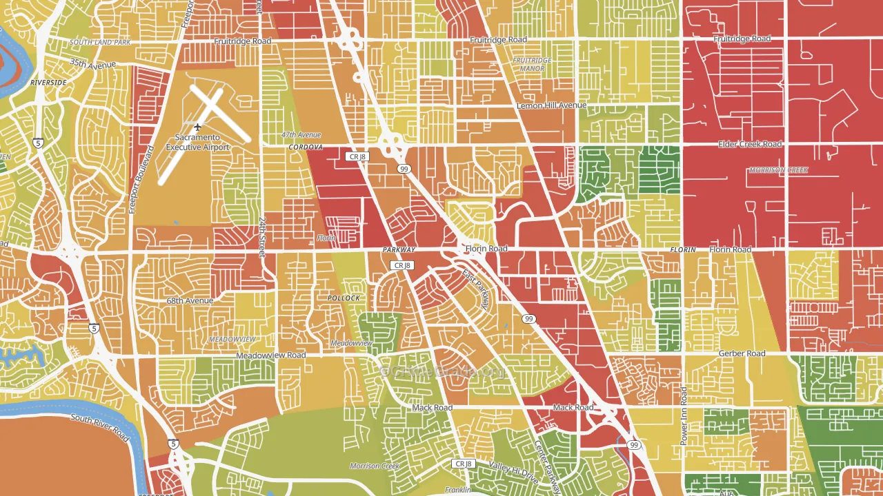 Parkway, CA Map of Drug-Related Crime Rates