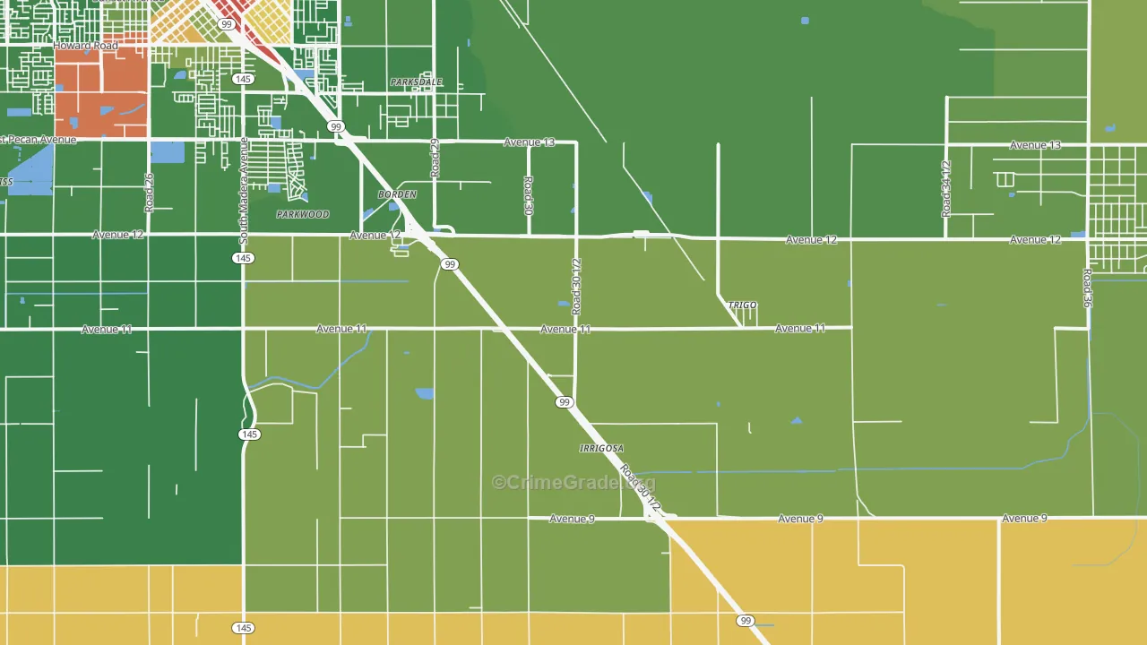 Parkwood, CA Map of Drug-Related Crime Rates