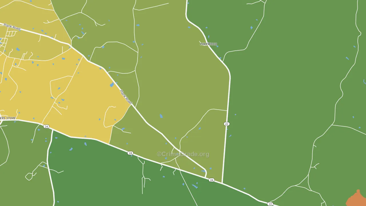 Parkwood, NC Map of Drug-Related Crime Rates