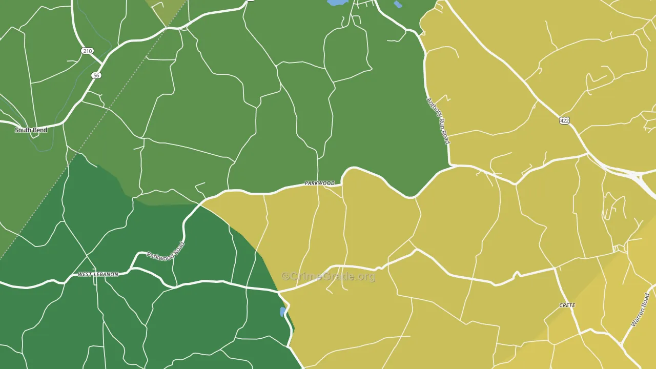 Parkwood, PA Map of Drug-Related Crime Rates