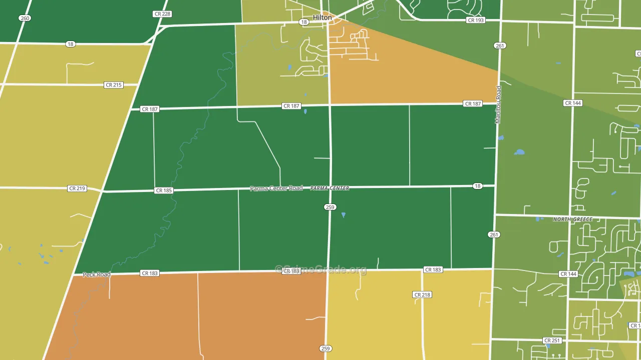 Parma Center, NY Map of Drug-Related Crime Rates