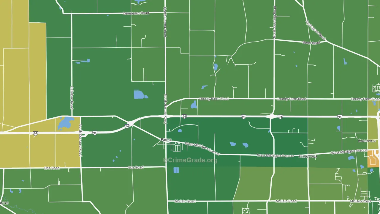 Parma, MI Map of Drug-Related Crime Rates
