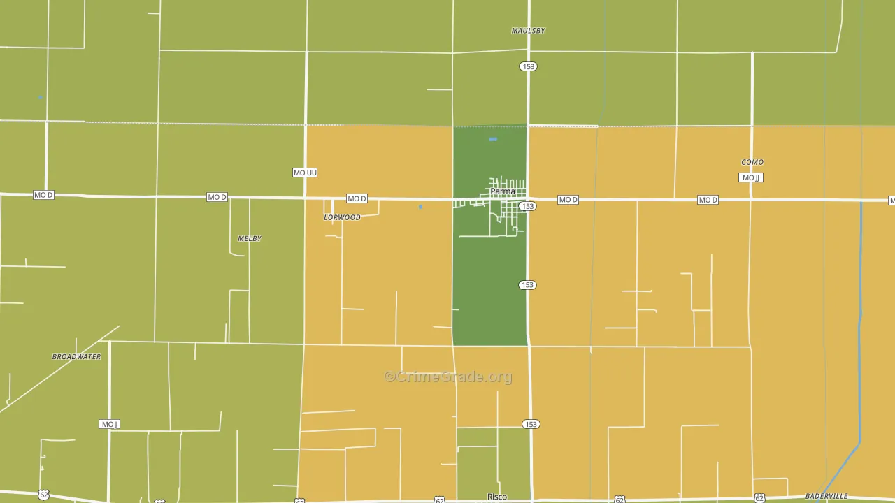 Parma, MO Map of Drug-Related Crime Rates