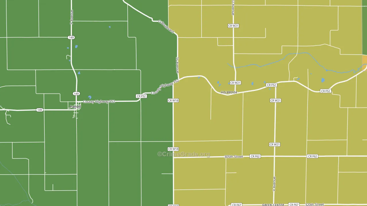 Parnell, IA Map of Drug-Related Crime Rates