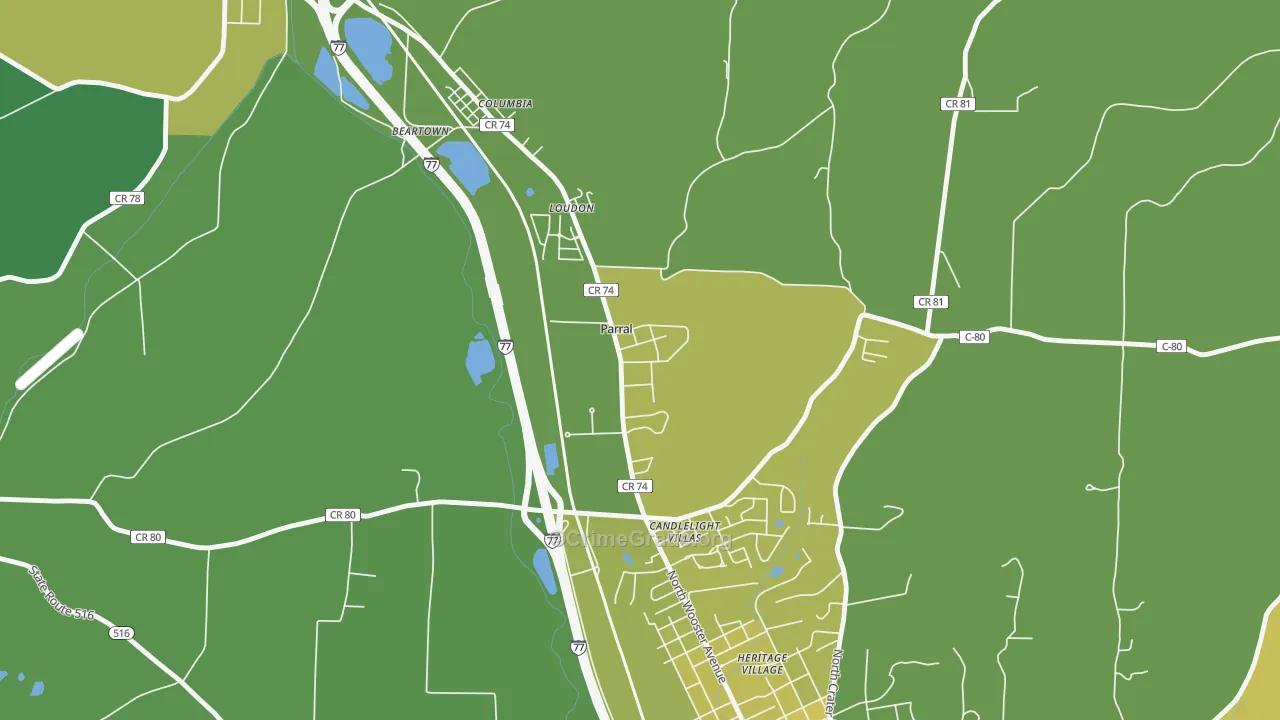 Parral, OH Map of Drug-Related Crime Rates