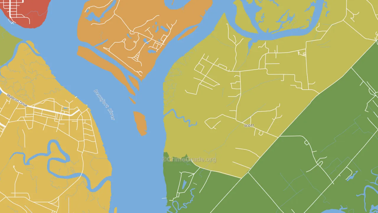 Parris Island, SC Map of Drug-Related Crime Rates