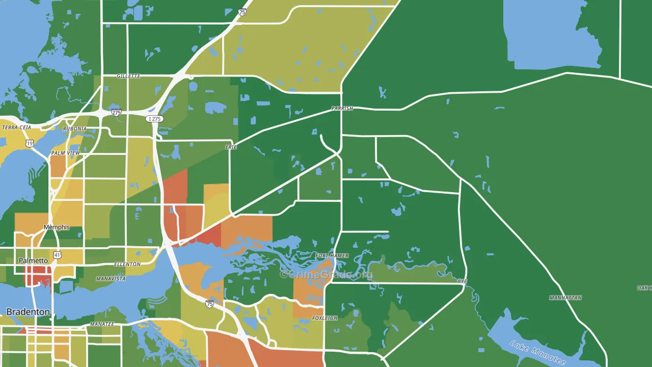 Parrish, FL Map of Drug-Related Crime Rates