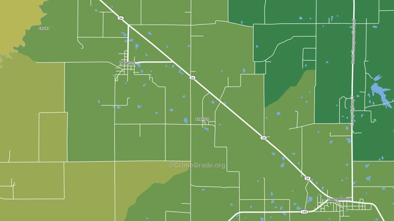 Parrish, IL Map of Drug-Related Crime Rates
