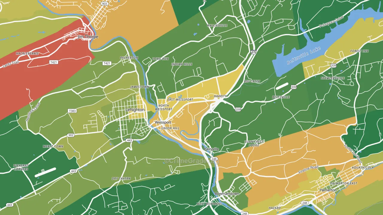 Parryville, PA Map of Drug-Related Crime Rates