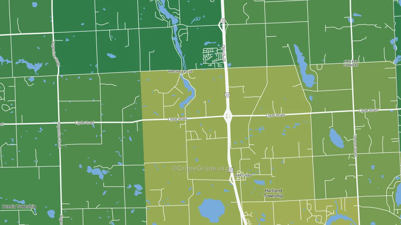 Parshallville, MI Map of Drug-Related Crime Rates