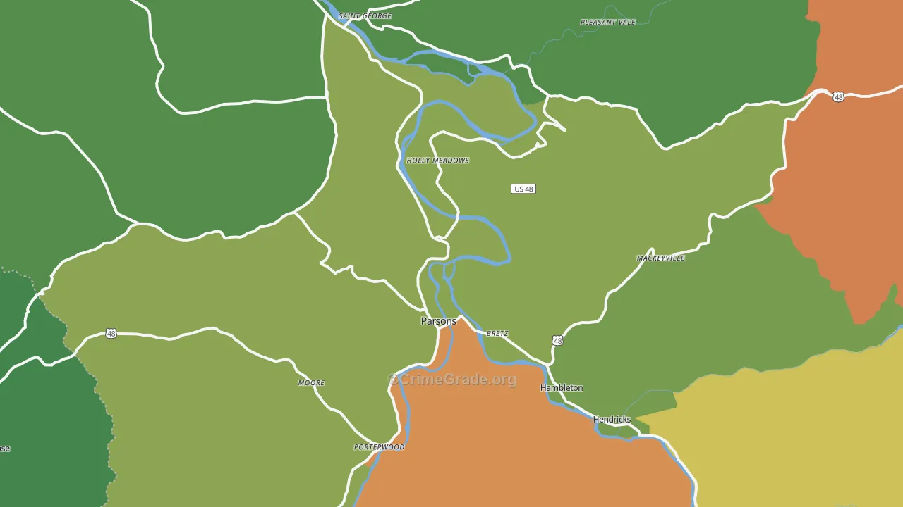 Parsons, WV Map of Drug-Related Crime Rates