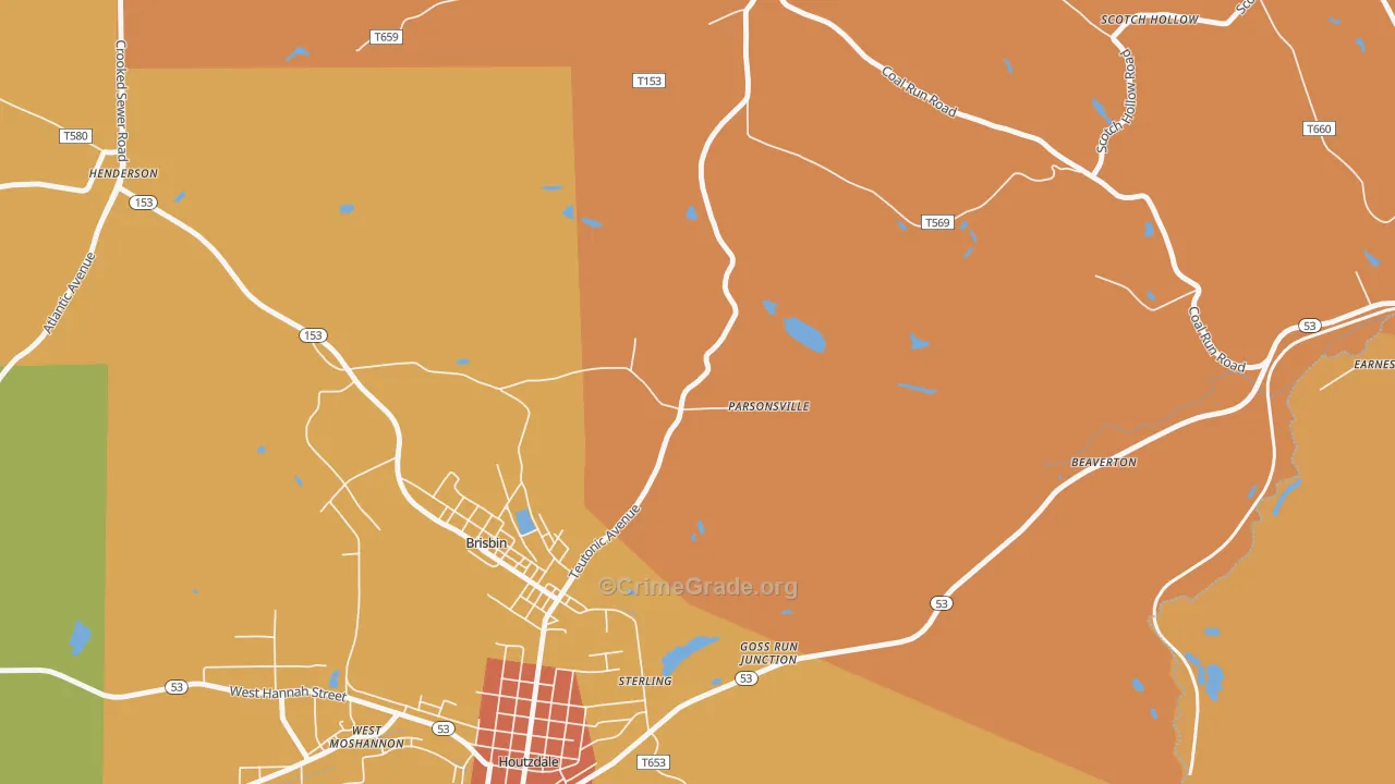 Parsonville, PA Map of Drug-Related Crime Rates