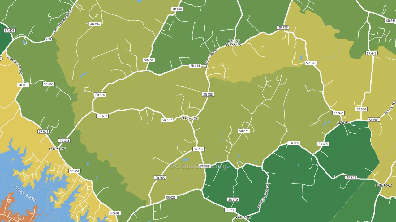 Partlow, VA Map of Drug-Related Crime Rates
