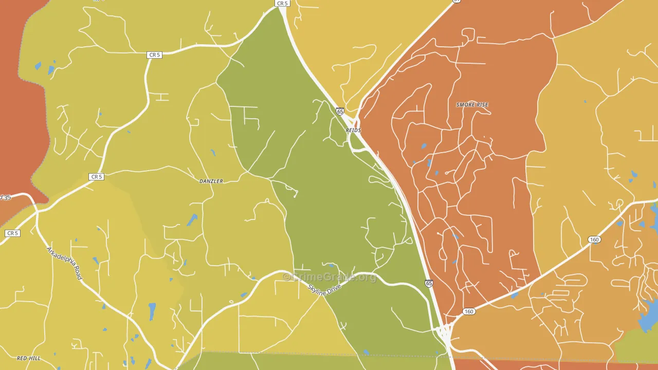 Partridge Crossroads, AL Map of Drug-Related Crime Rates