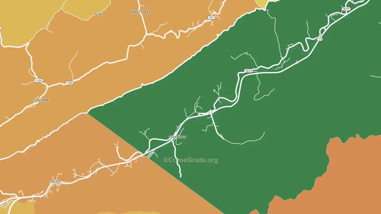 Partridge, KY Map of Drug-Related Crime Rates