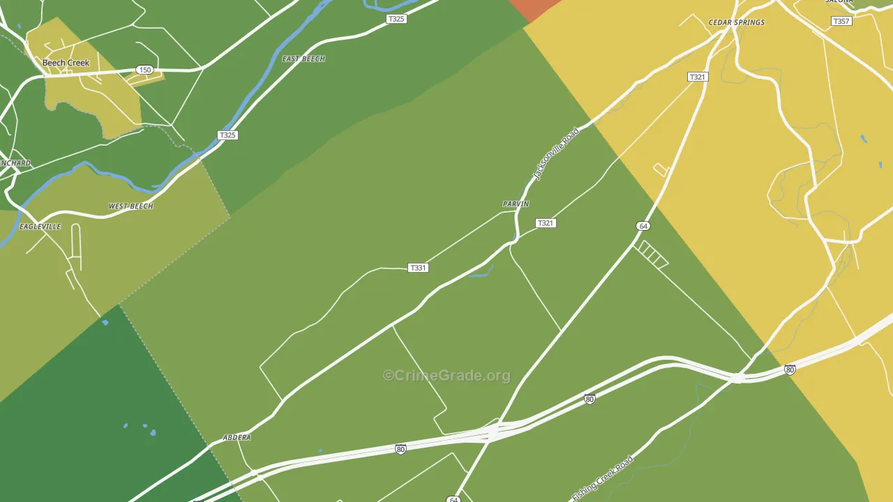 Parvin, PA Map of Drug-Related Crime Rates