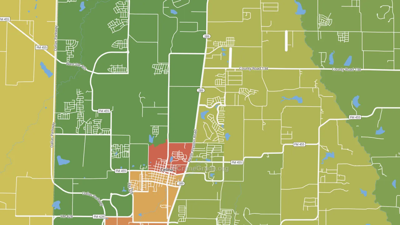 Parvin, TX Map of Drug-Related Crime Rates