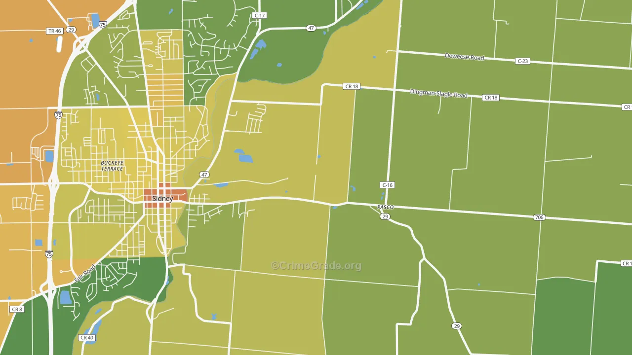 Pasco, OH Map of Drug-Related Crime Rates