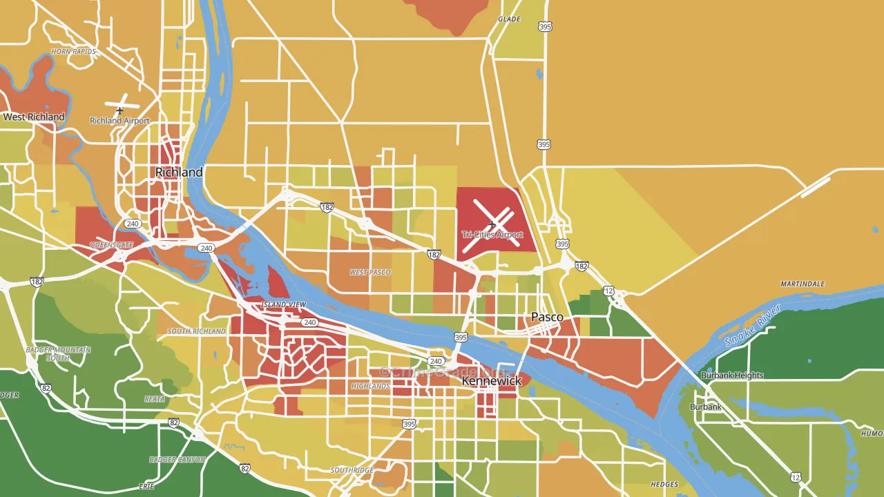 Pasco, WA Map of Drug-Related Crime Rates