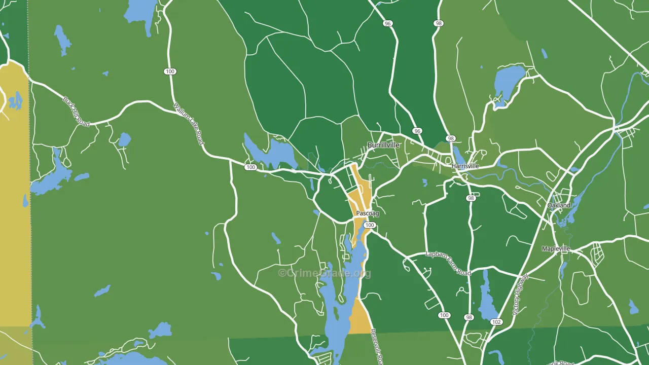 Pascoag, RI Map of Drug-Related Crime Rates