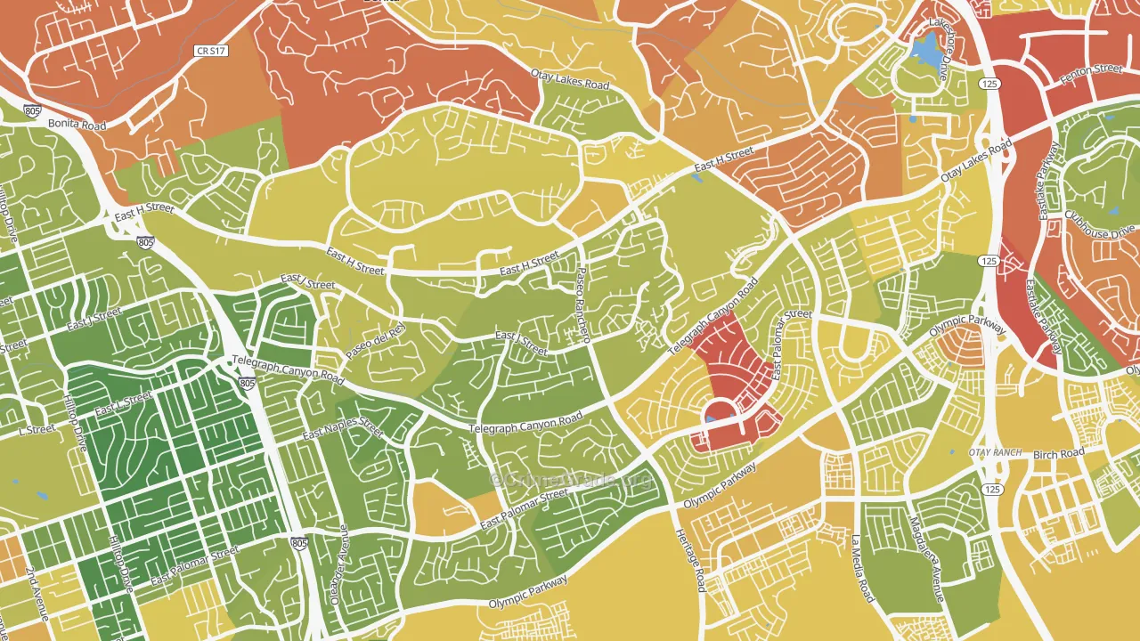 Paseo Ranchoero, Chula Vista, CA Map of Drug-Related Crime Rates
