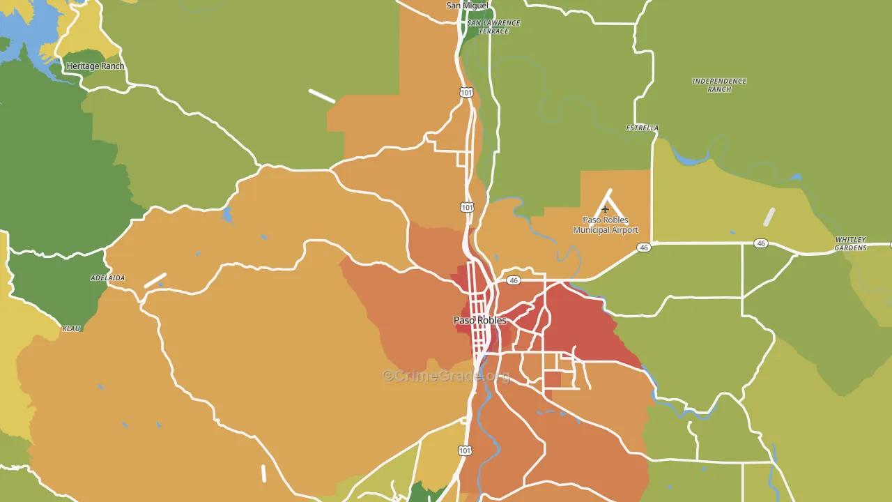 Paso Robles, CA Map of Drug-Related Crime Rates