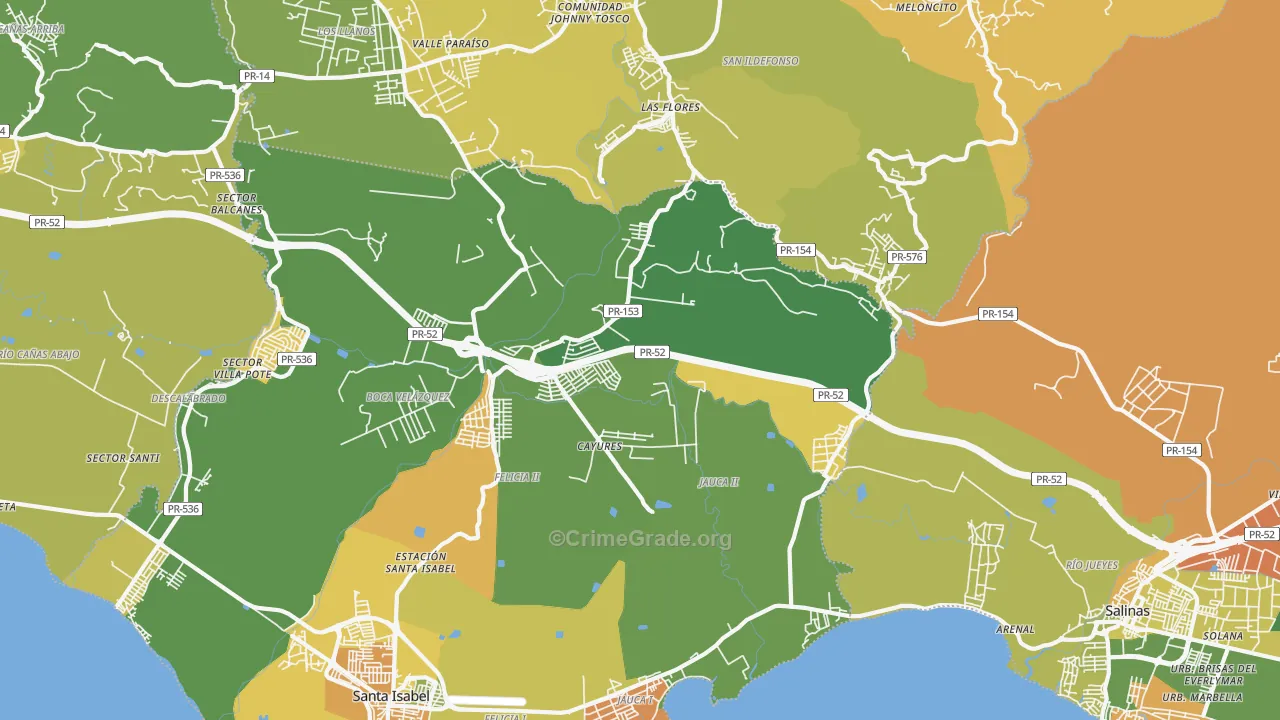 Paso Seco, PR Map of Drug-Related Crime Rates