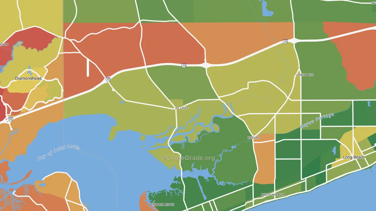 Pass Christian, MS Map of Drug-Related Crime Rates