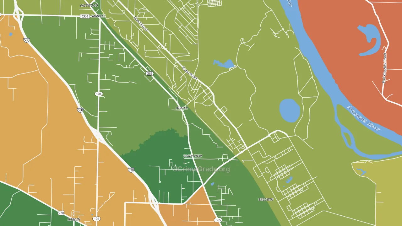 Pastoria, AR Map of Drug-Related Crime Rates
