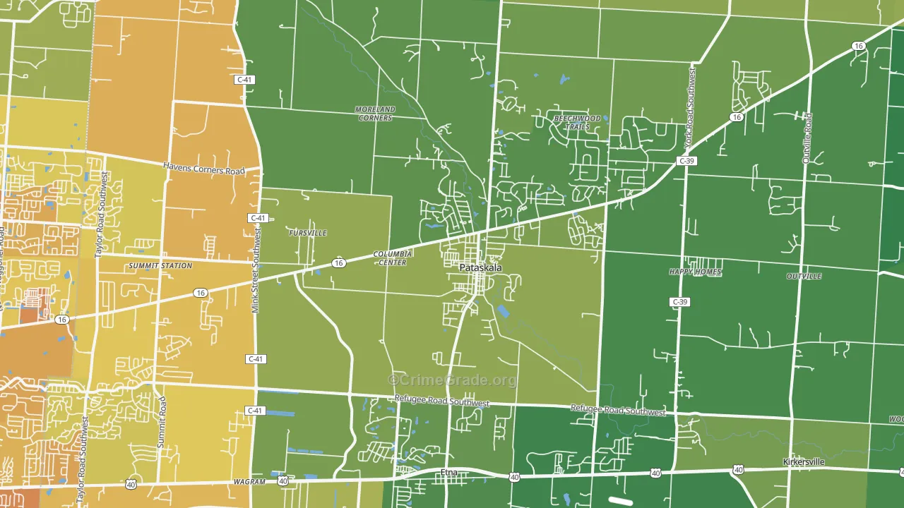 Pataskala, OH Map of Drug-Related Crime Rates