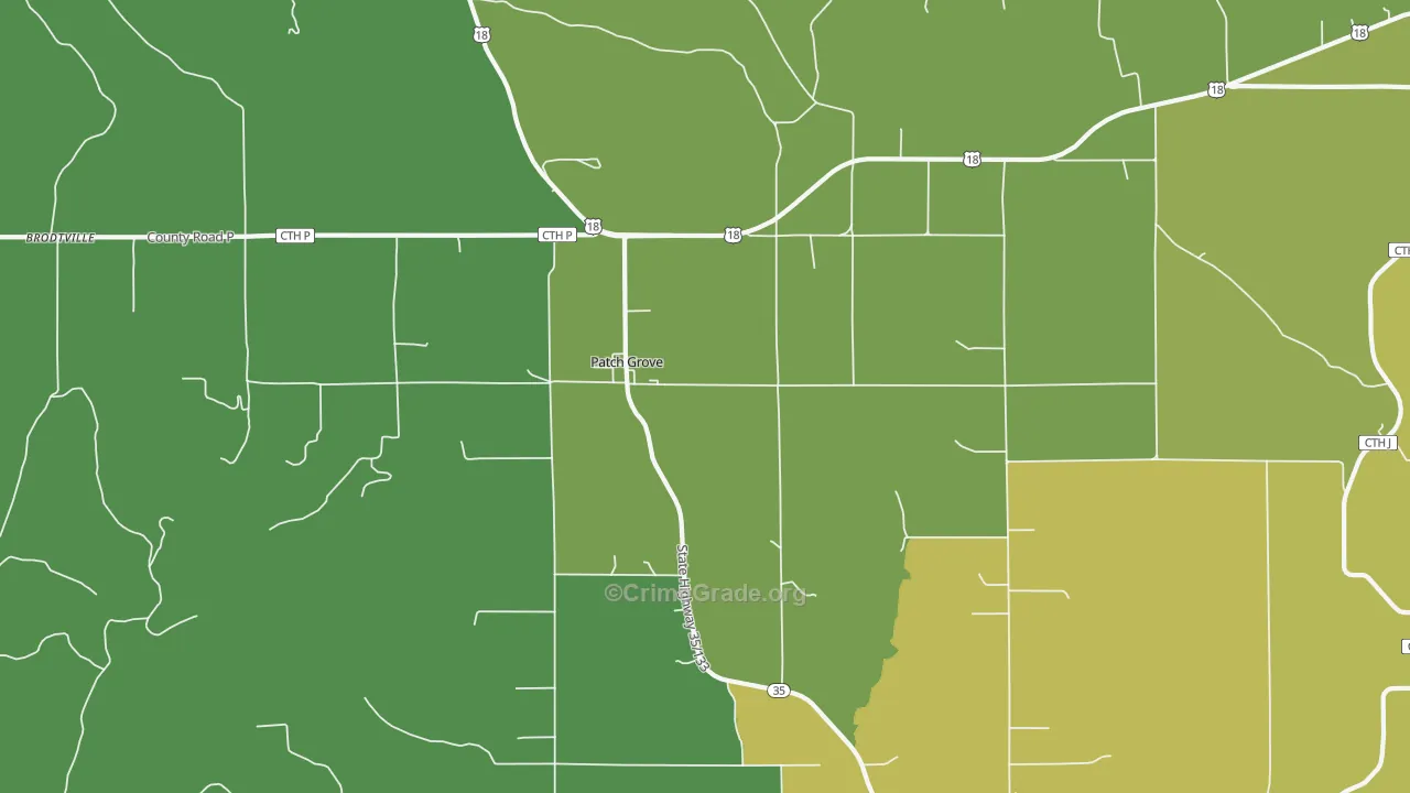 Patch Grove, WI Map of Drug-Related Crime Rates