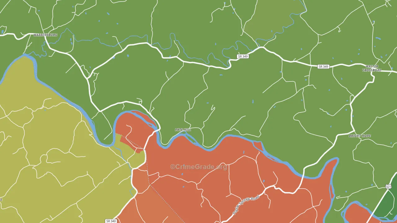 Pate Hill, TN Map of Drug-Related Crime Rates