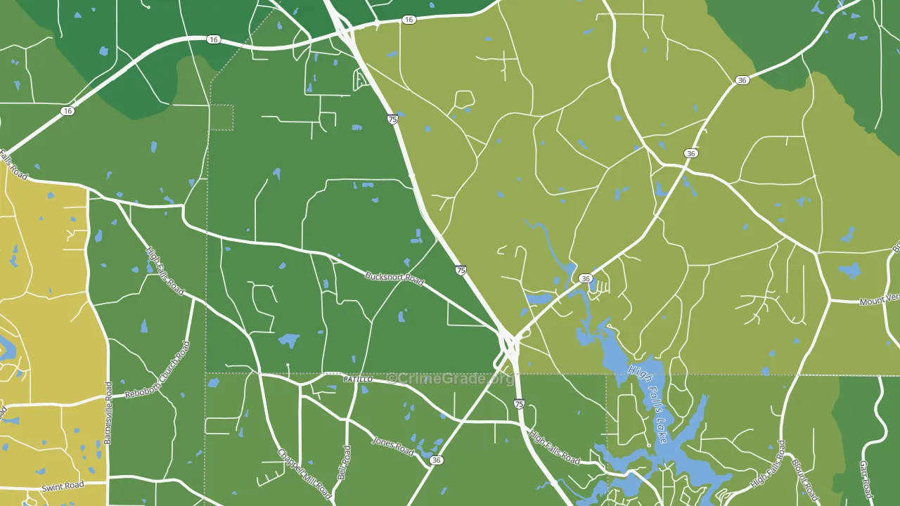 Patillo, GA Map of Drug-Related Crime Rates