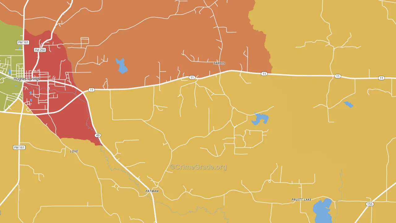 Patman, TX Map of Drug-Related Crime Rates