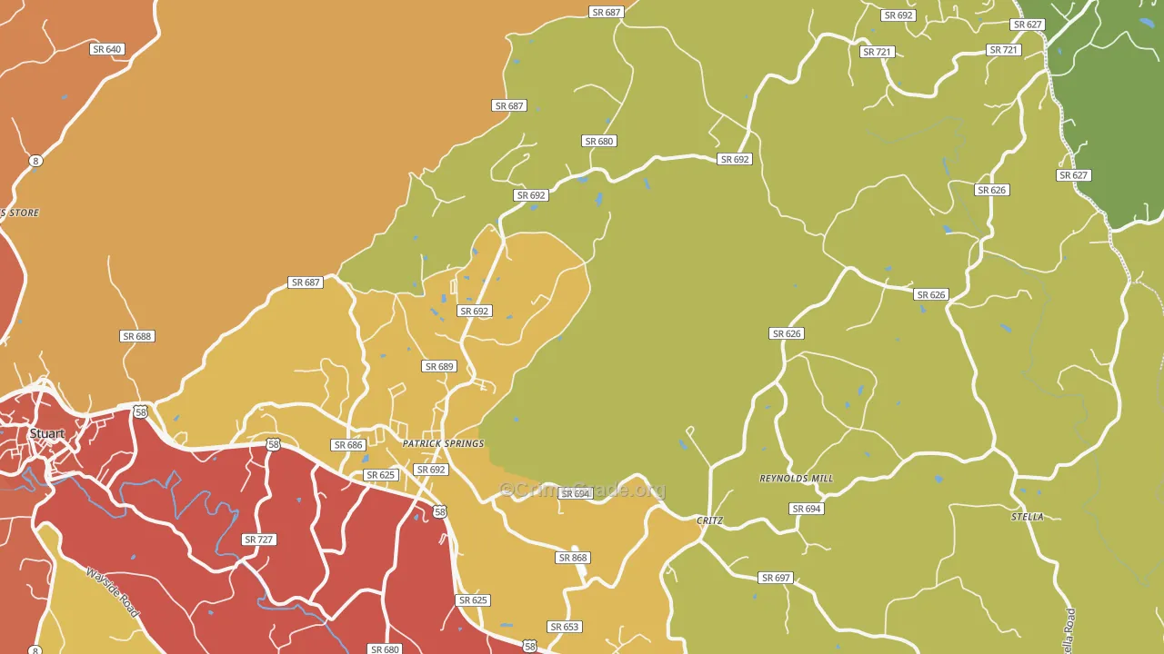 Patrick Springs, VA Map of Drug-Related Crime Rates