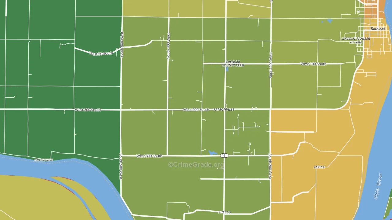 Patronville, IN Map of Drug-Related Crime Rates