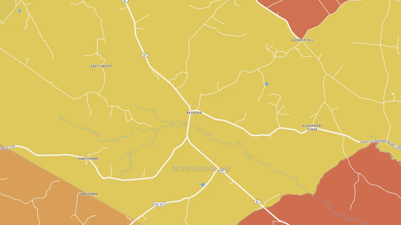 Patroon, TX Map of Drug-Related Crime Rates