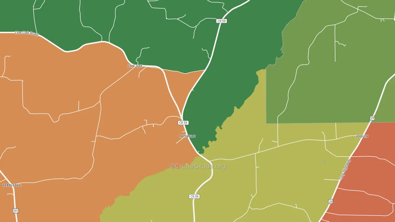 Patsburg, AL Map of Drug-Related Crime Rates