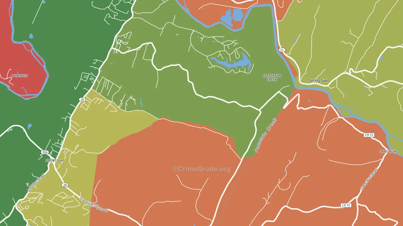 Patterson Creek, WV Map of Drug-Related Crime Rates