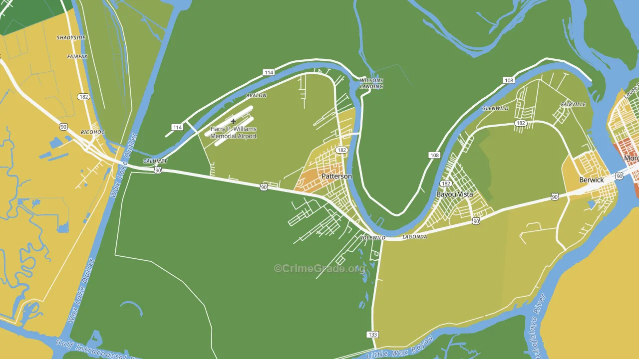 Patterson, LA Map of Drug-Related Crime Rates