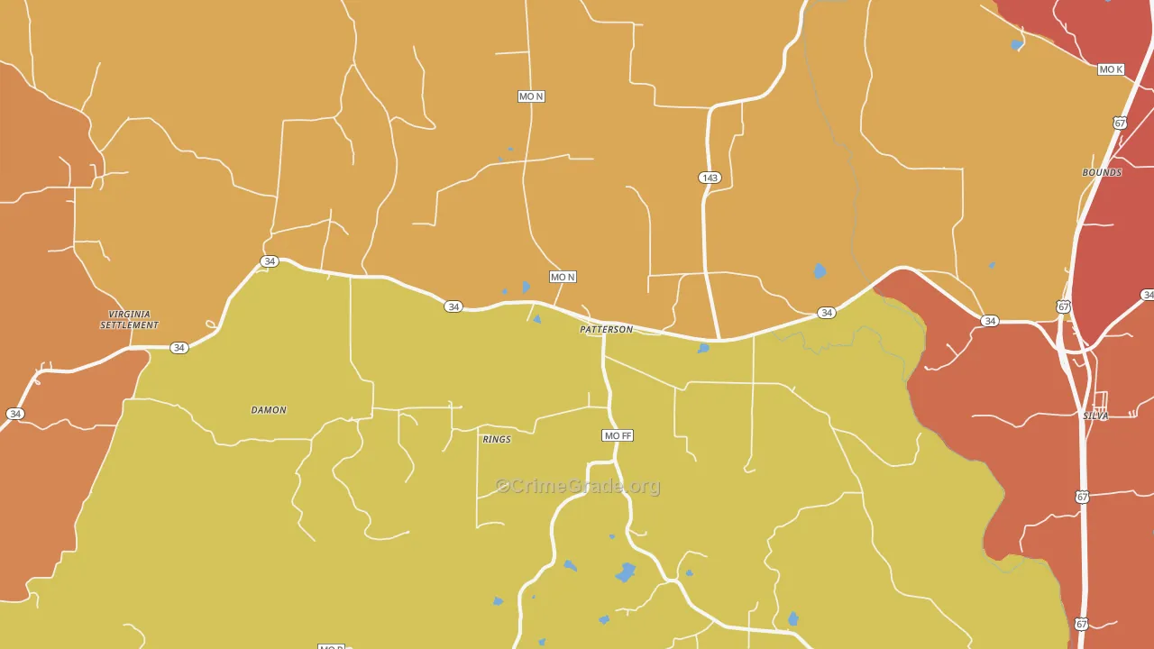 Patterson, MO Map of Drug-Related Crime Rates