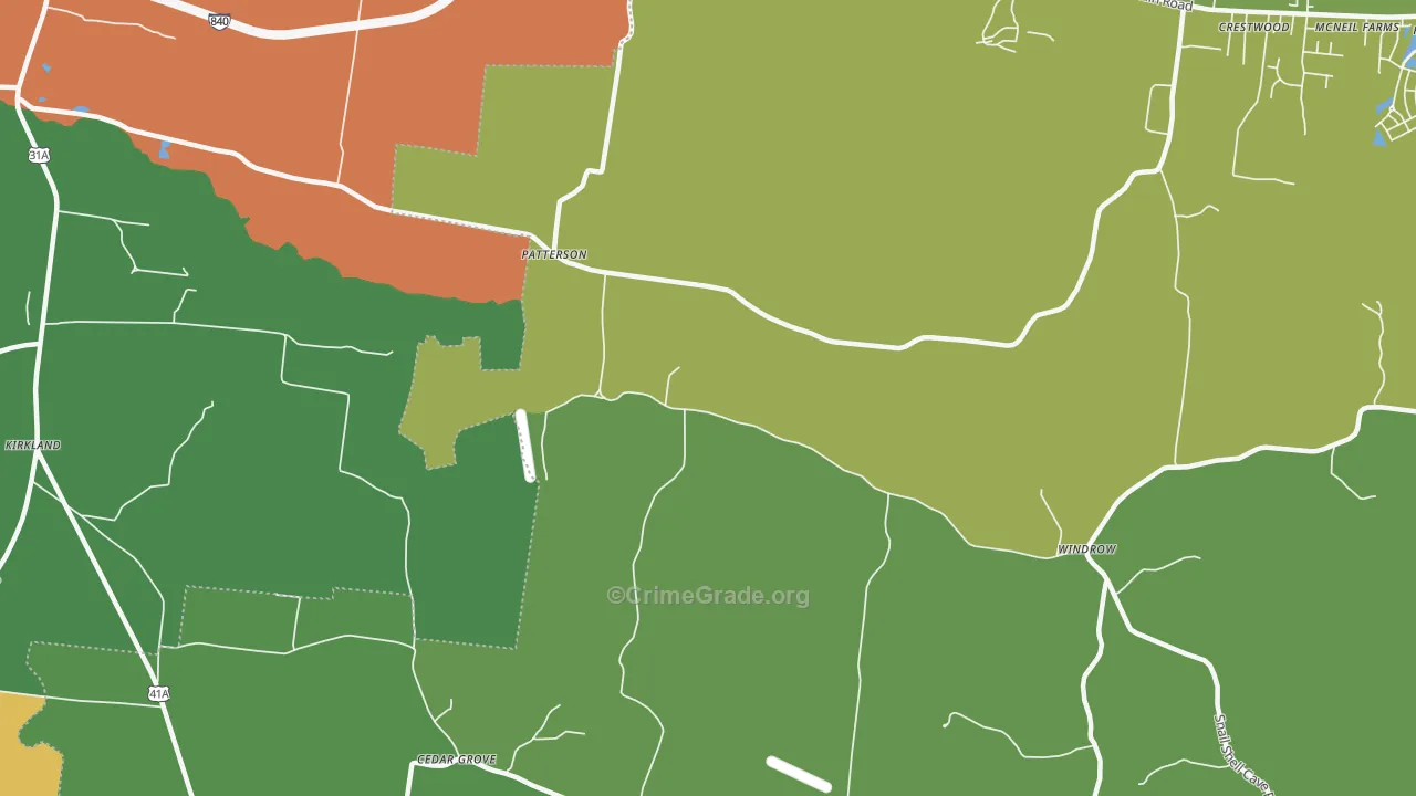 Patterson, TN Map of Drug-Related Crime Rates