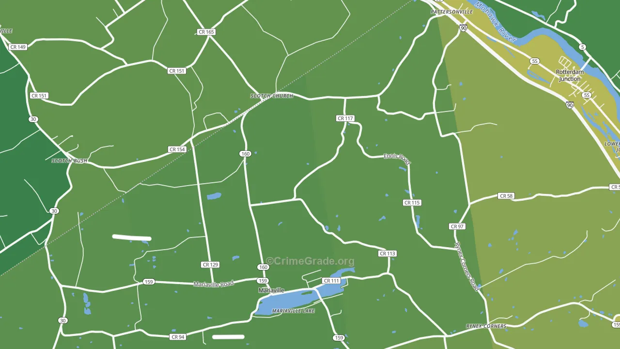 Pattersonville, NY Map of Drug-Related Crime Rates
