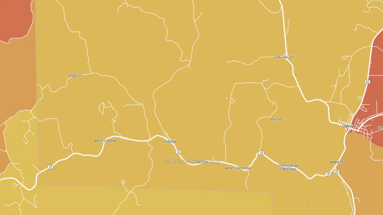 Patton, AL Map of Drug-Related Crime Rates