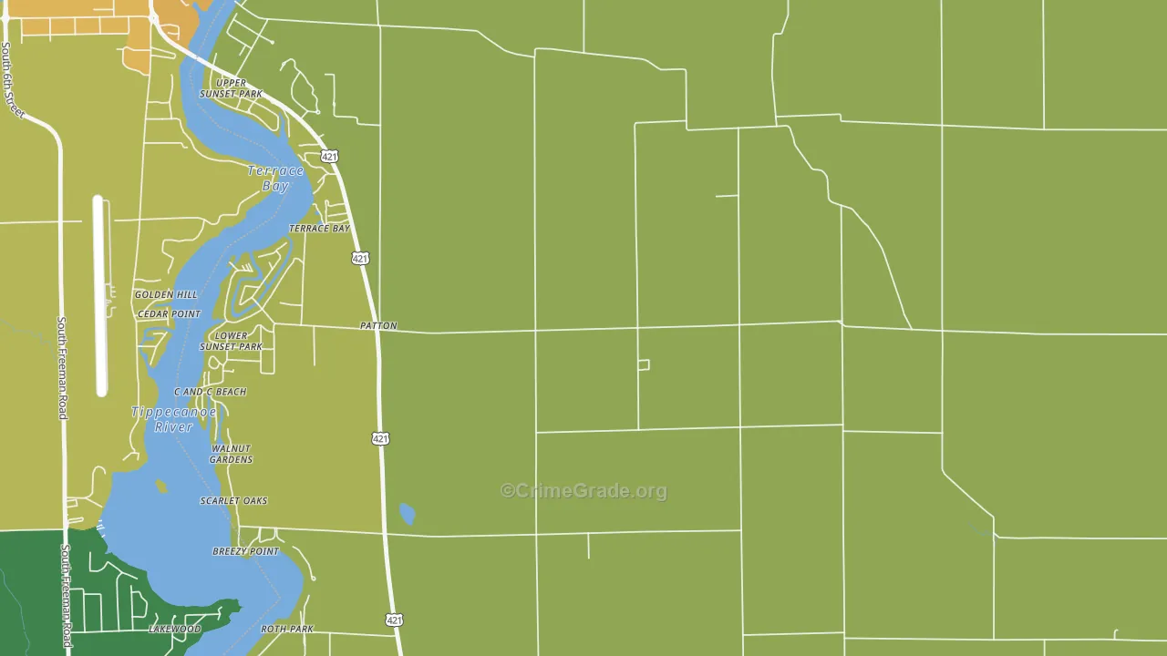 Patton, IN Map of Drug-Related Crime Rates