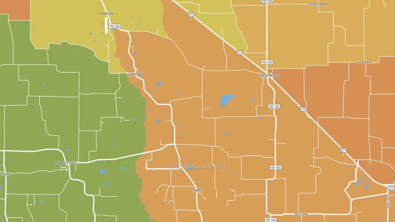 Pattonville, TX Map of Drug-Related Crime Rates
