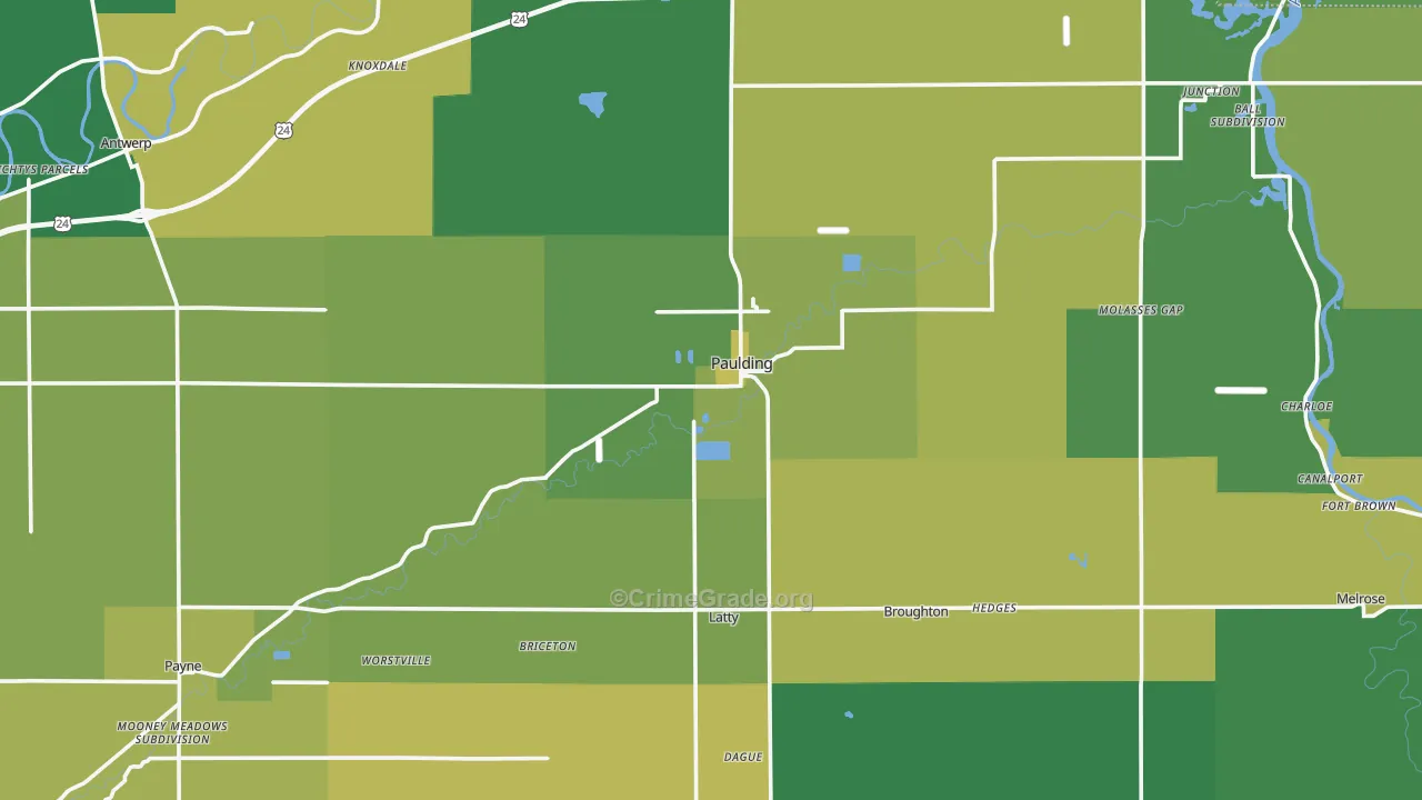 Paulding County, OH Map of Drug-Related Crime Rates