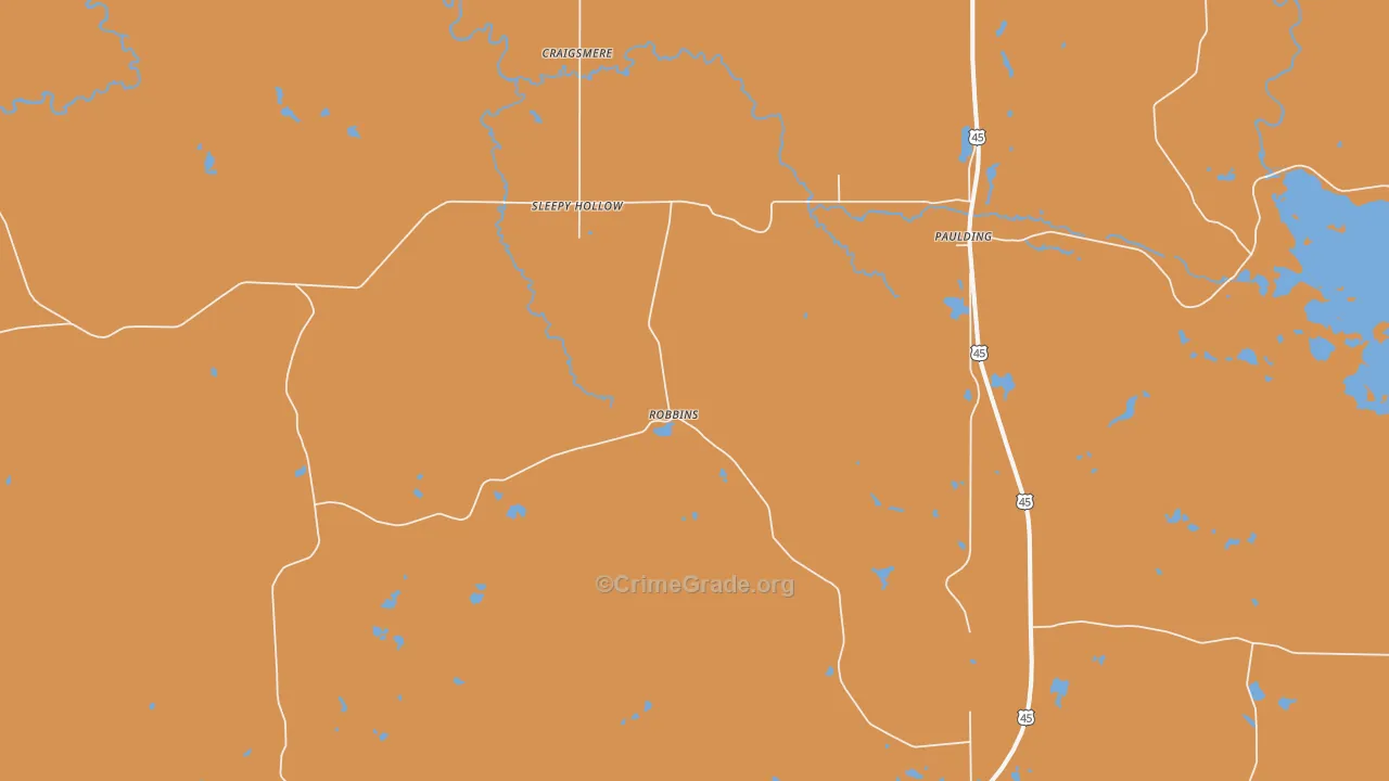 Paulding, MI Map of Drug-Related Crime Rates